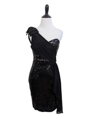 little mistress black sequin dress Black Sequin Mini Dress